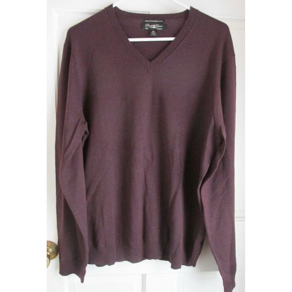 Pronto Uomo Men's Merino Wool Purple Long Sleeve V-Neck Pullover Sweater Size XL - Picture 1 of 5
